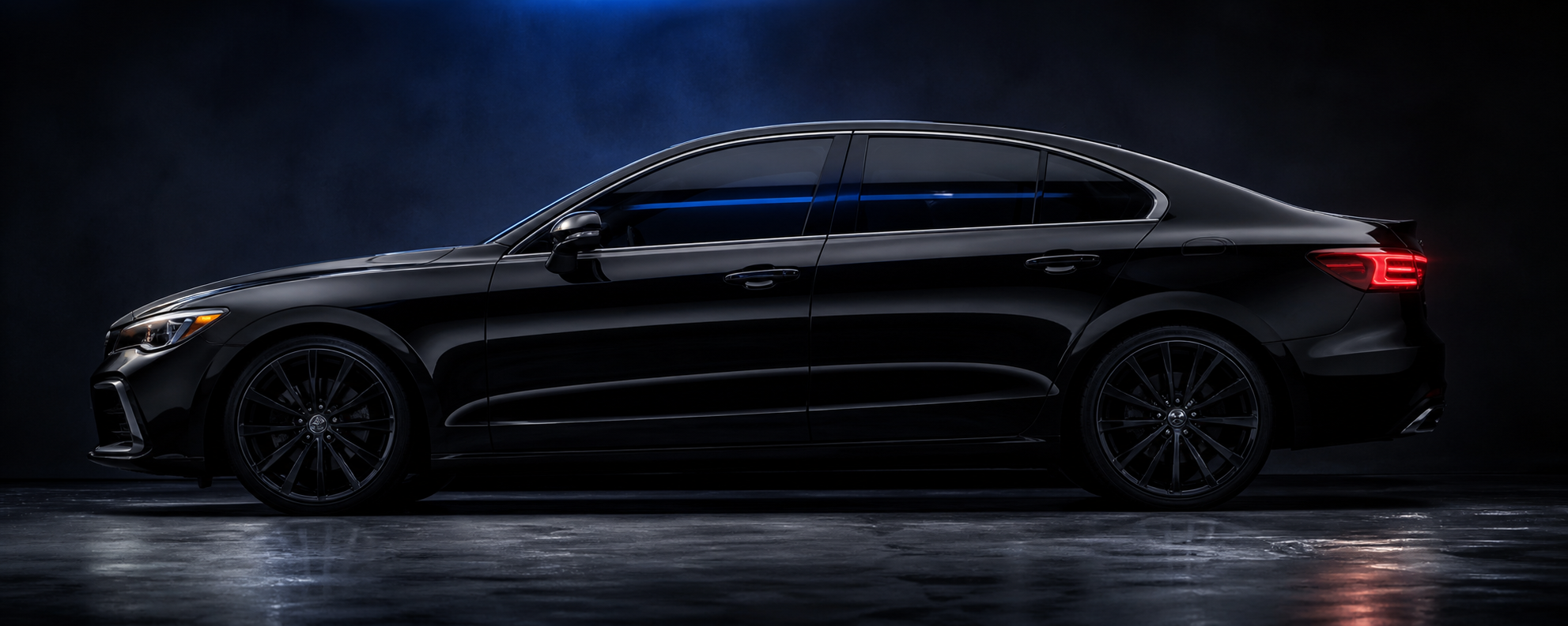 Full vehicle side profile with tinted windows